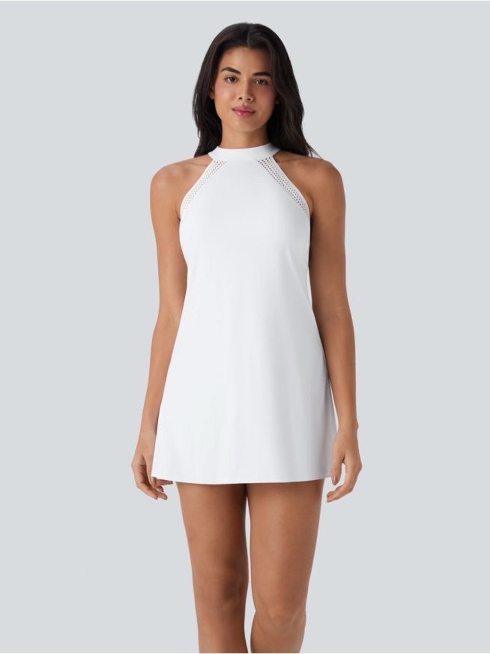 HALARA White Halter Swim Coverup Dress